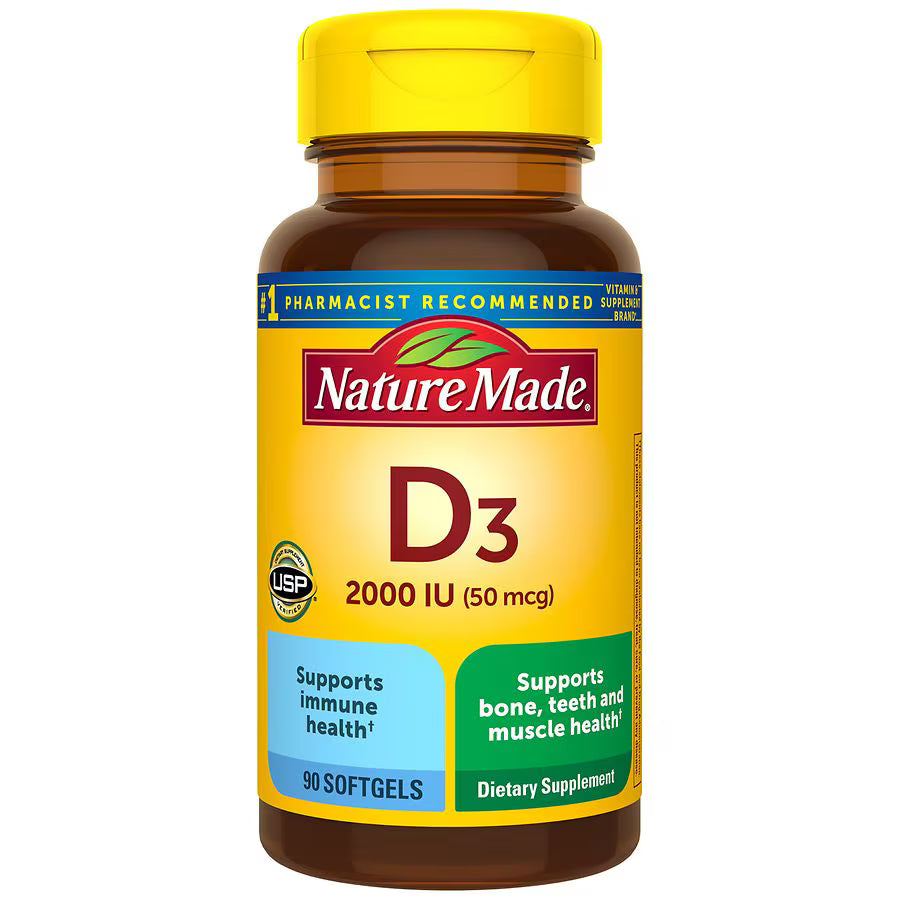 Nature Made Vitamin D3 2000 IU (50 mcg) Softgels 90ct