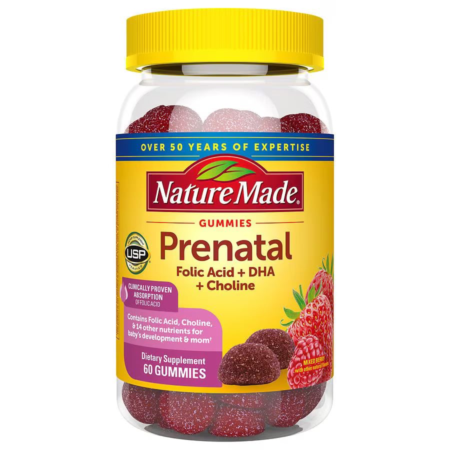 Nature Made Prenatal Gummies with DHA and Folic Acid 60ct (Mixed berry)