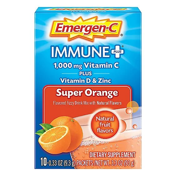 Emergen - C Immune Plus 1000mg Vitamin C, Super Orange - 10 Ct - Sterling Distributors