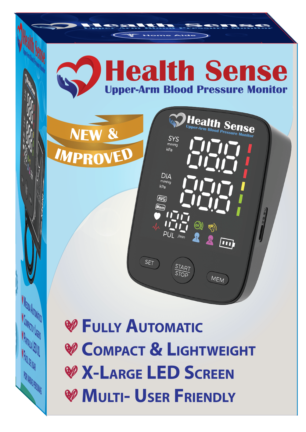 Homeaide HealthSense Upper Arm Blood Pressure Monitor 8.6in - 14.2in - Sterling Distributors