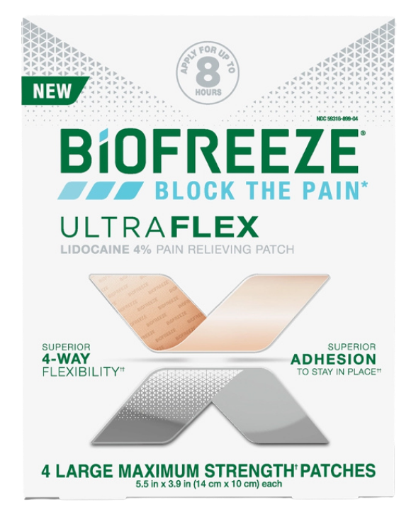 Biofreeze UltraFlex Lidocaine Patches, 4/Pack