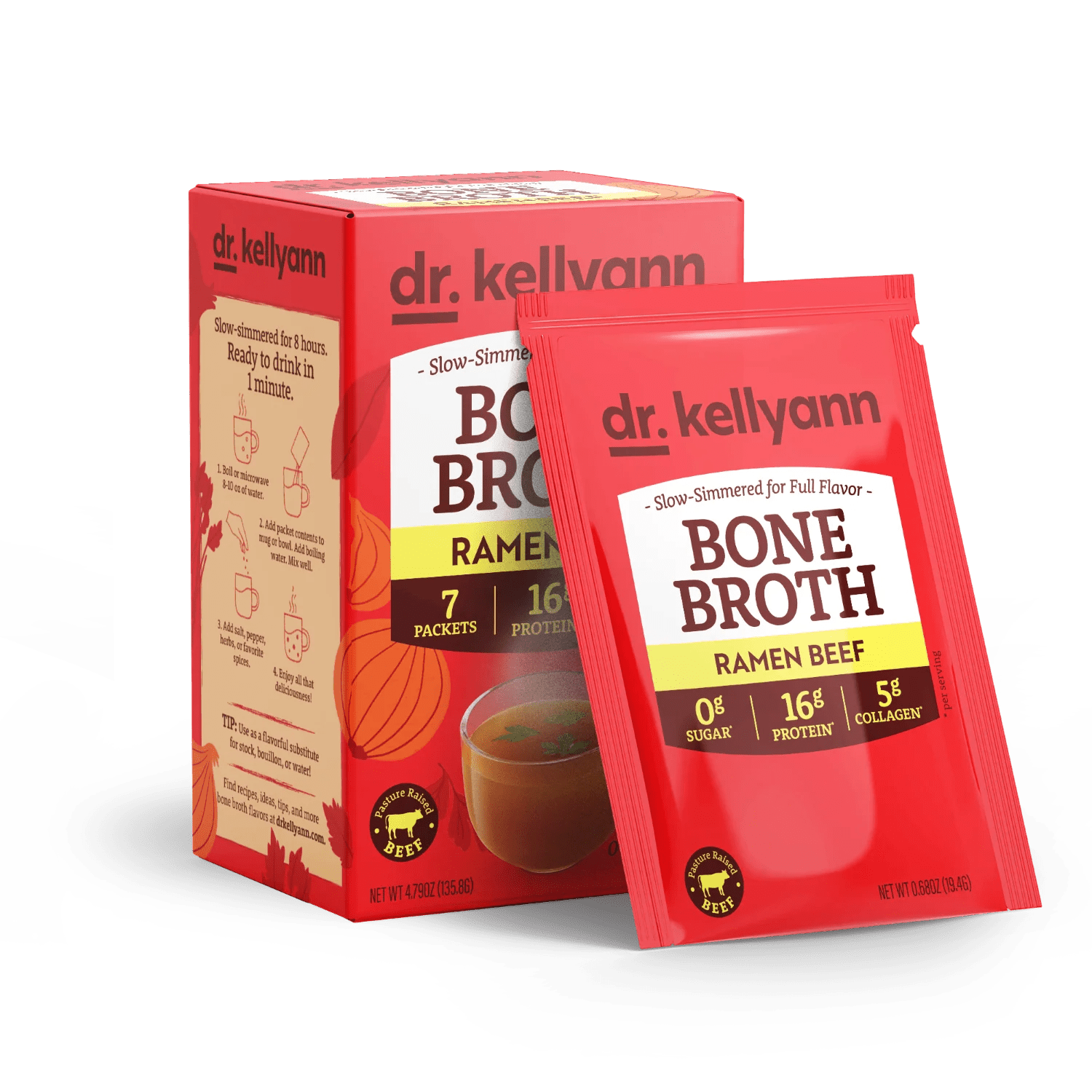 Dr. Kellyann Sipping Broth Powder Packets Ramen Beef - Sterling Distributors