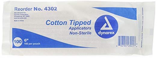 Dynarex 6in Cotton Tip Applicator 100/Box