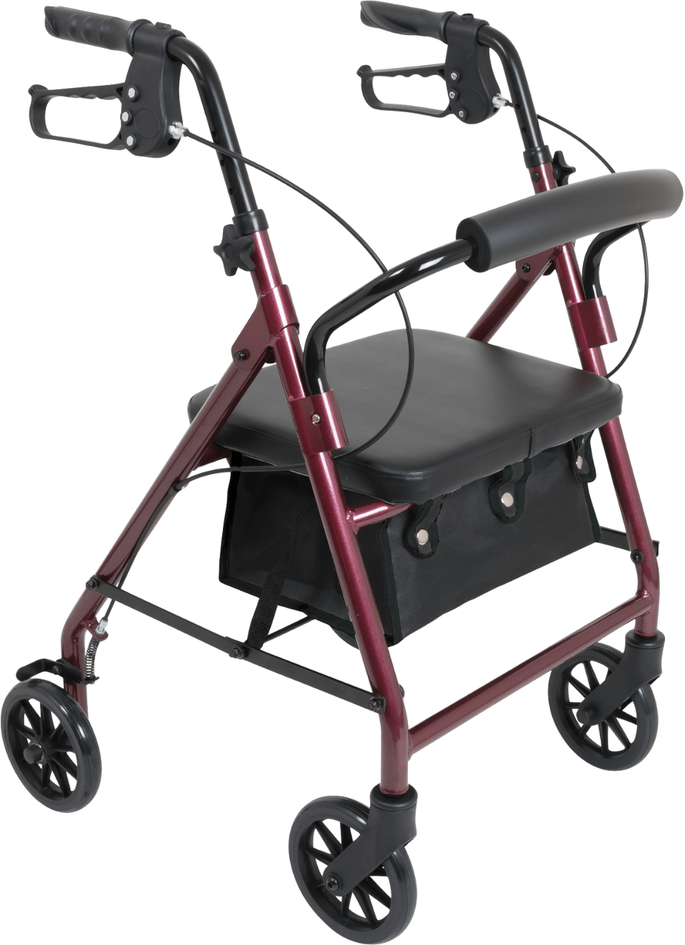 Compass Rollator Steel Burgundy Knock Down - Sterling Distributors