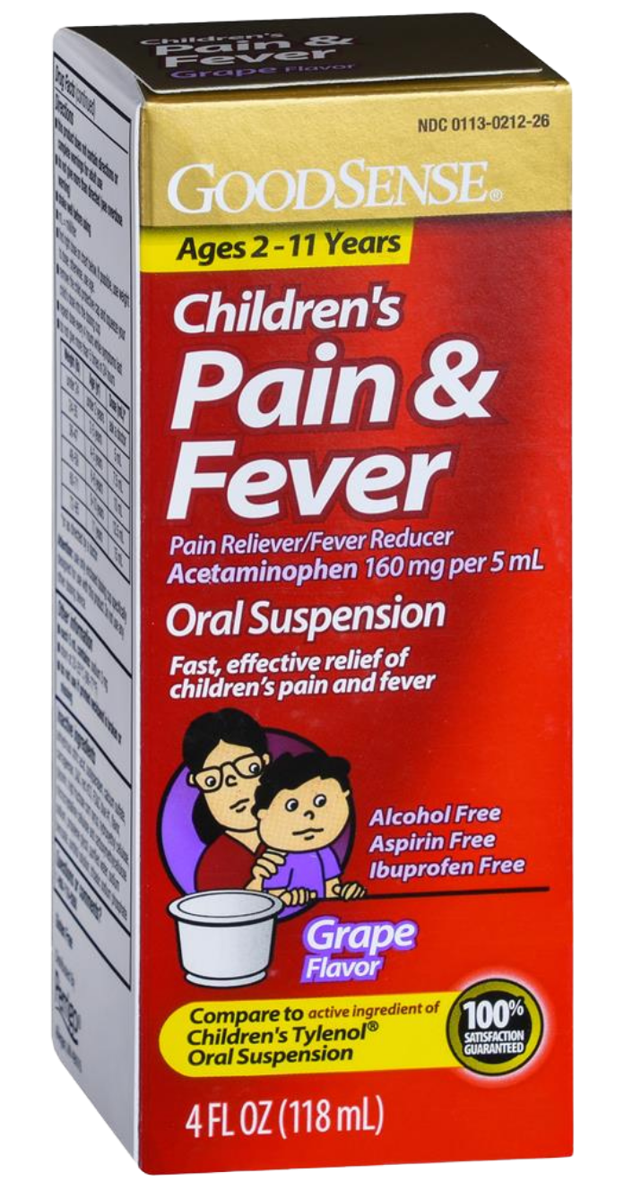 GoodSense Child Pain Relief Acetaminophen 160 Mg Suspension Liquid Grape 4 oz (Case of 6) - Sterling Distributors