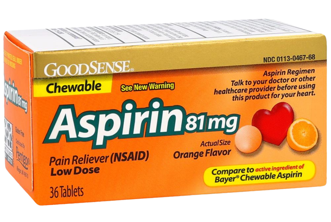 GoodSense Aspirin 81 Mg Low Dose Chew Tabs Orange 36 CT (Case of 6) - Sterling Distributors