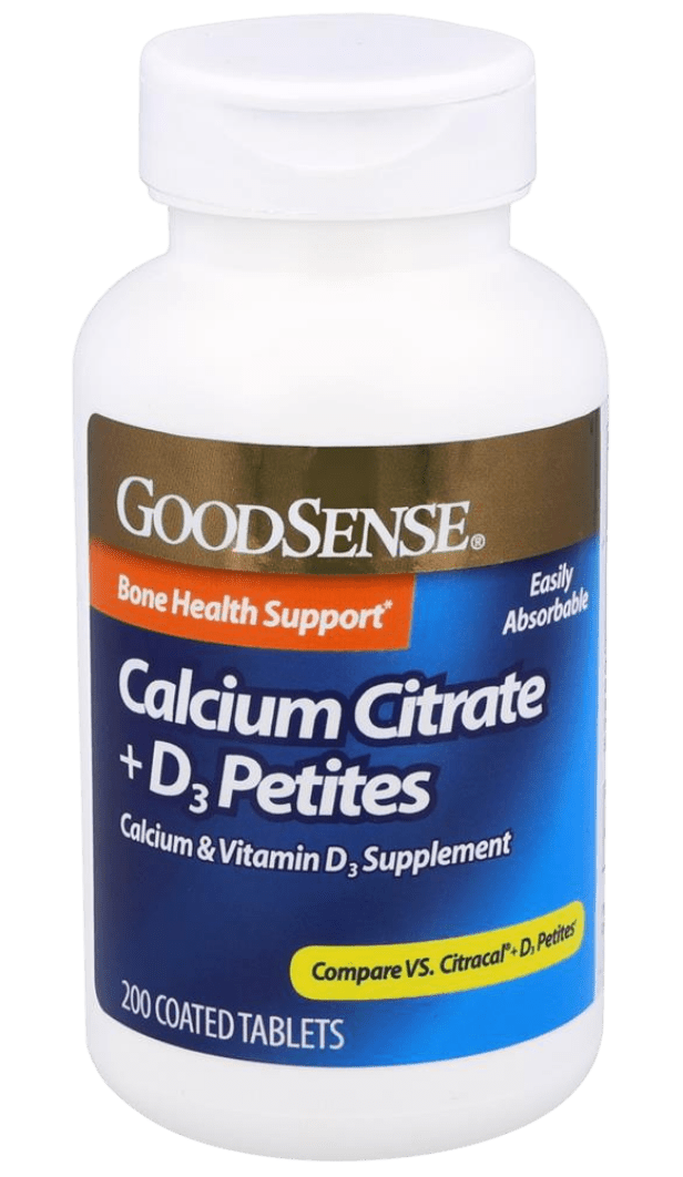 GoodSense Calcium Citrate +D3 Petite Coated Tablets 200 CT (Case of 6) - Sterling Distributors