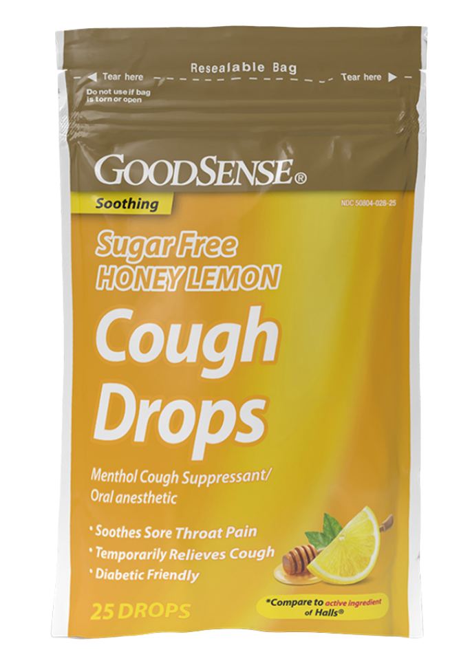 GoodSense Cough Drops Honey Lemon Sugar-Free 7.6 Mg 25 Count