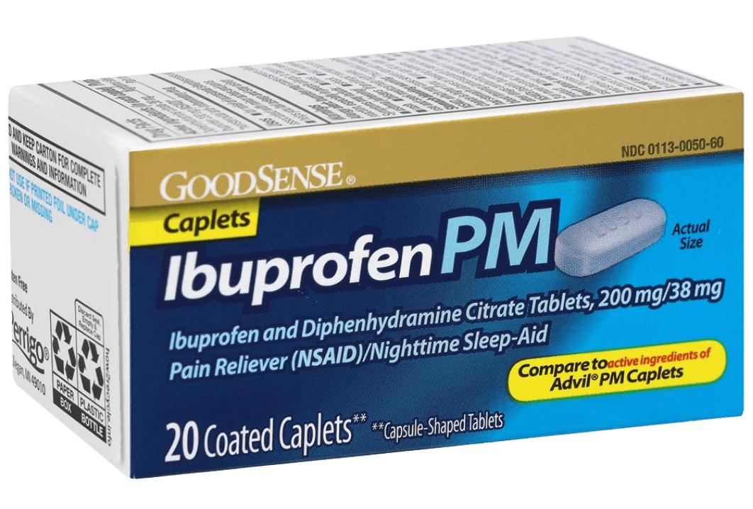 GoodSense Ibuprofen PM 200 Mg/38 Mg Coated Caplets 20 CT (Case of 6) - Sterling Distributors