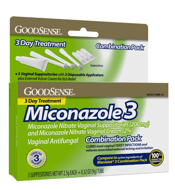 GoodSense Miconazole 3 Combo W/ Disposable Applicators + 0.32 oz Tube (Case of 6) - Sterling Distributors