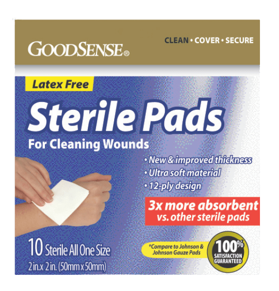 GoodSense Sterile Pads (2" X 2") (12-Ply) 10 CT (Case of 6) - Sterling Distributors