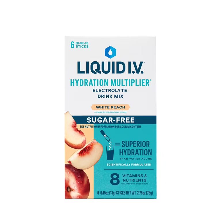 Liquid IV Sugar Free Electrolyte Drink Mix White Peach 6ct