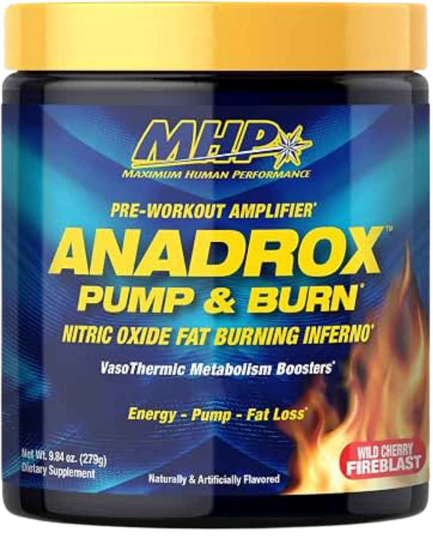 MHP Anadrox Pump & Burn Pre-Workout Powder - Wild Cherry 279g (Case of 6) - Sterling Distributors