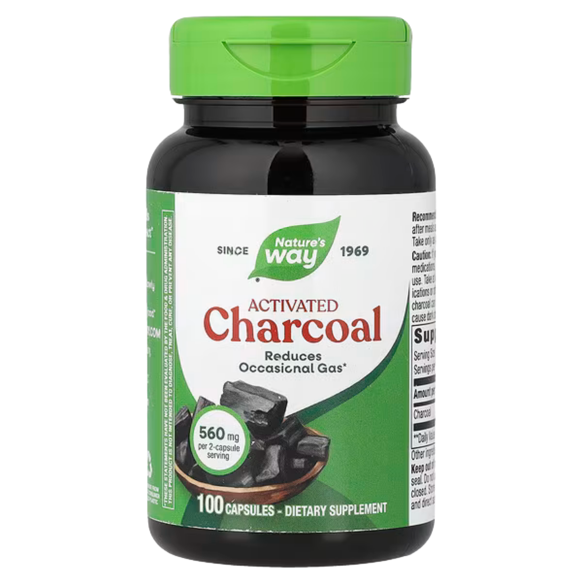 Nature's Way Activated Charcoal Capsules 100ct - Case of 6