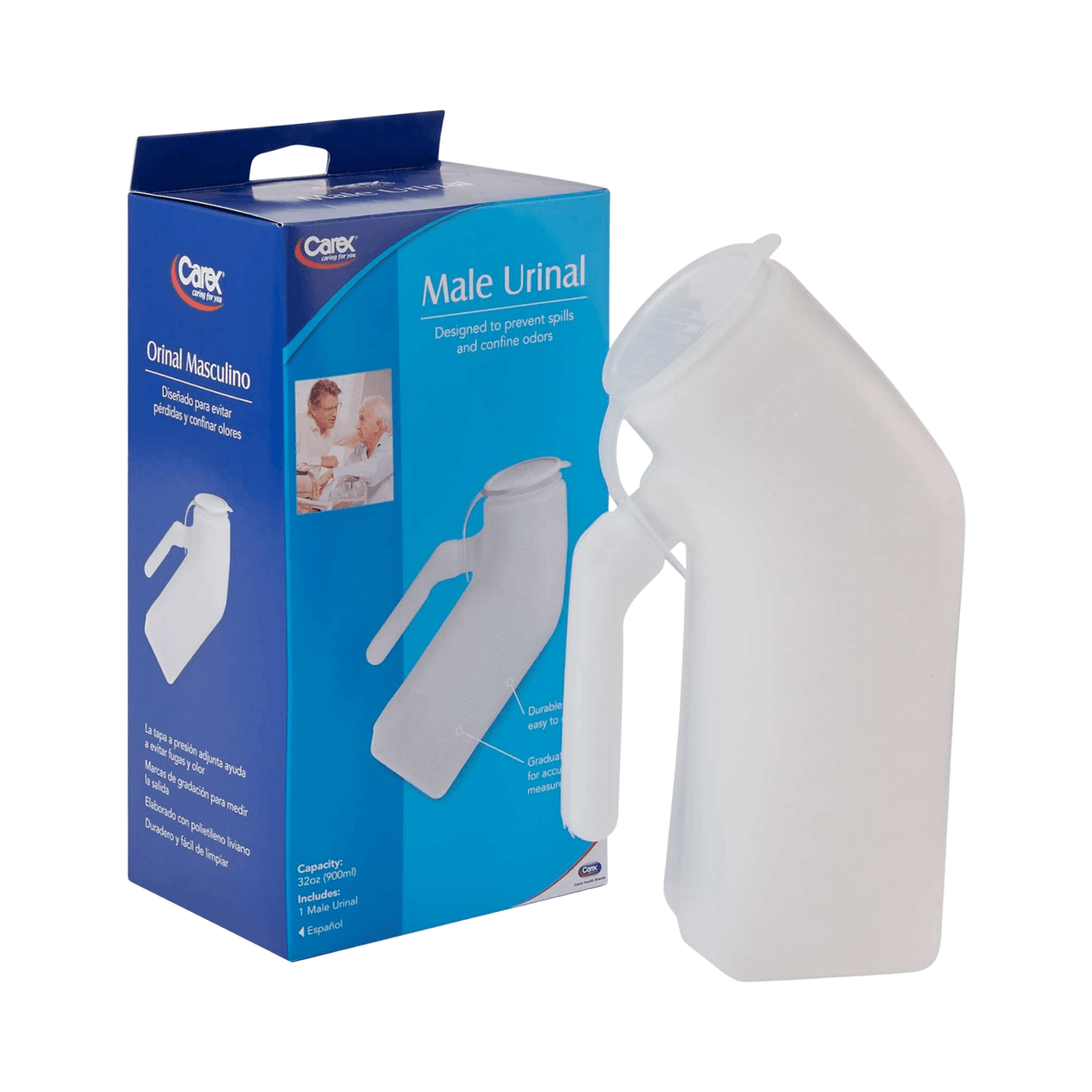 Carex Medical Male Urinal With Cover - Sterling Distributors