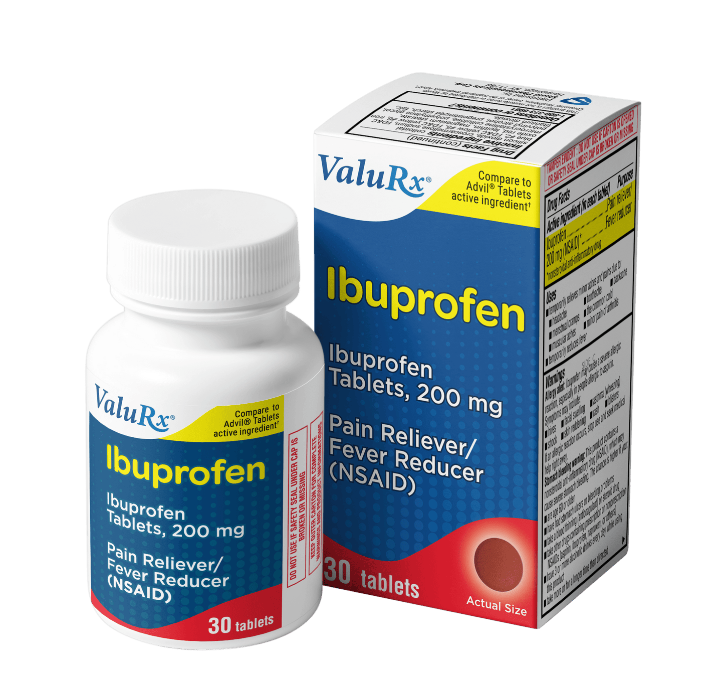 ValuRx Pain Relief Ibuprofen Tablets Brown - Sterling Distributors
