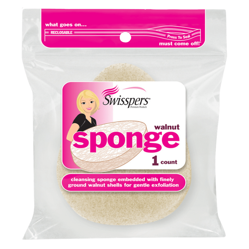 Swisspers Premium Walnut Exfoliating Sponge 1 CT (Case of 6) - Sterling Distributors