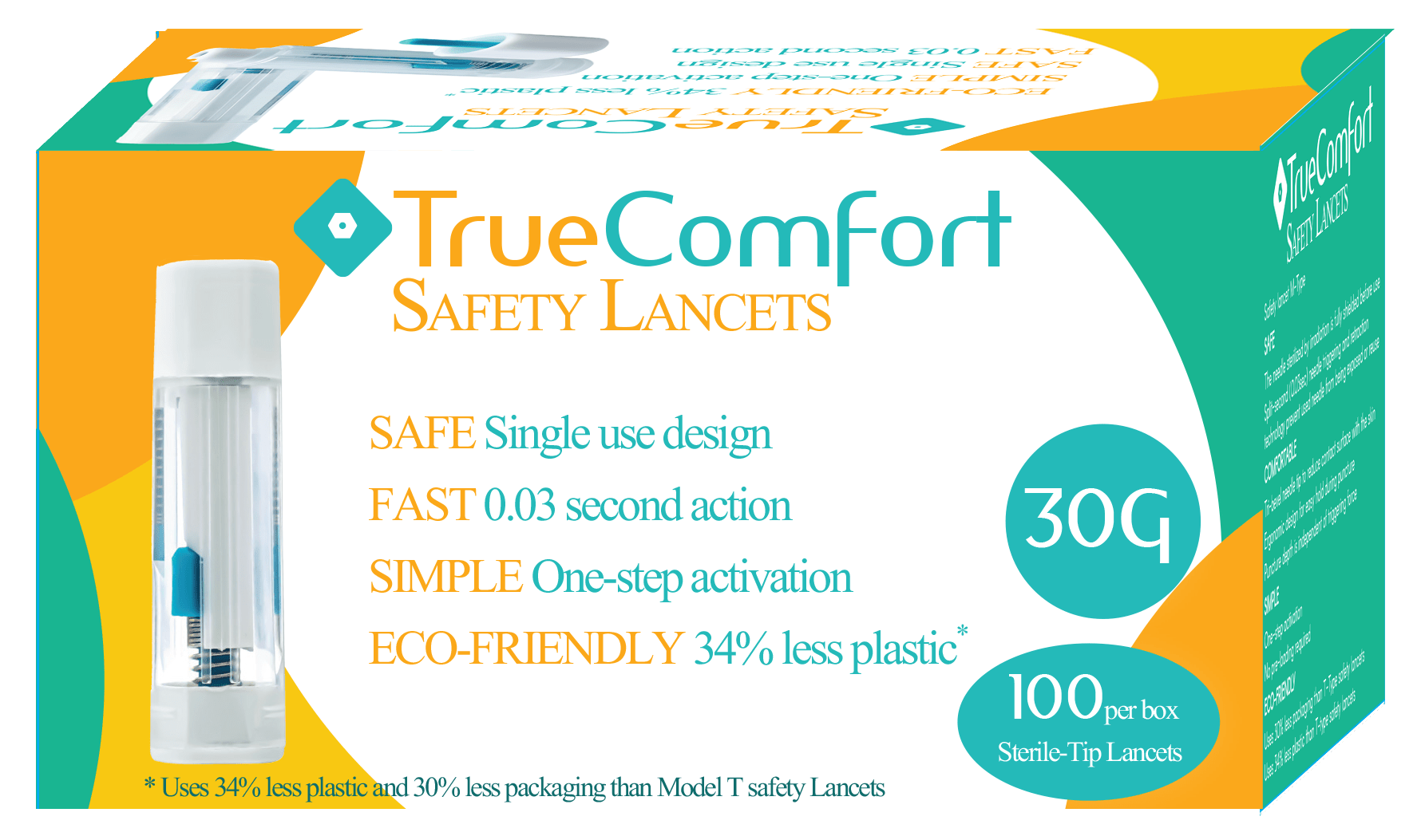 Homeaide True Comfort Safety Lancets 30g 100/Box - Sterling Distributors