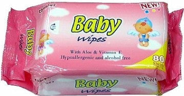 Baby Wipes 80ct Pink Case of 12