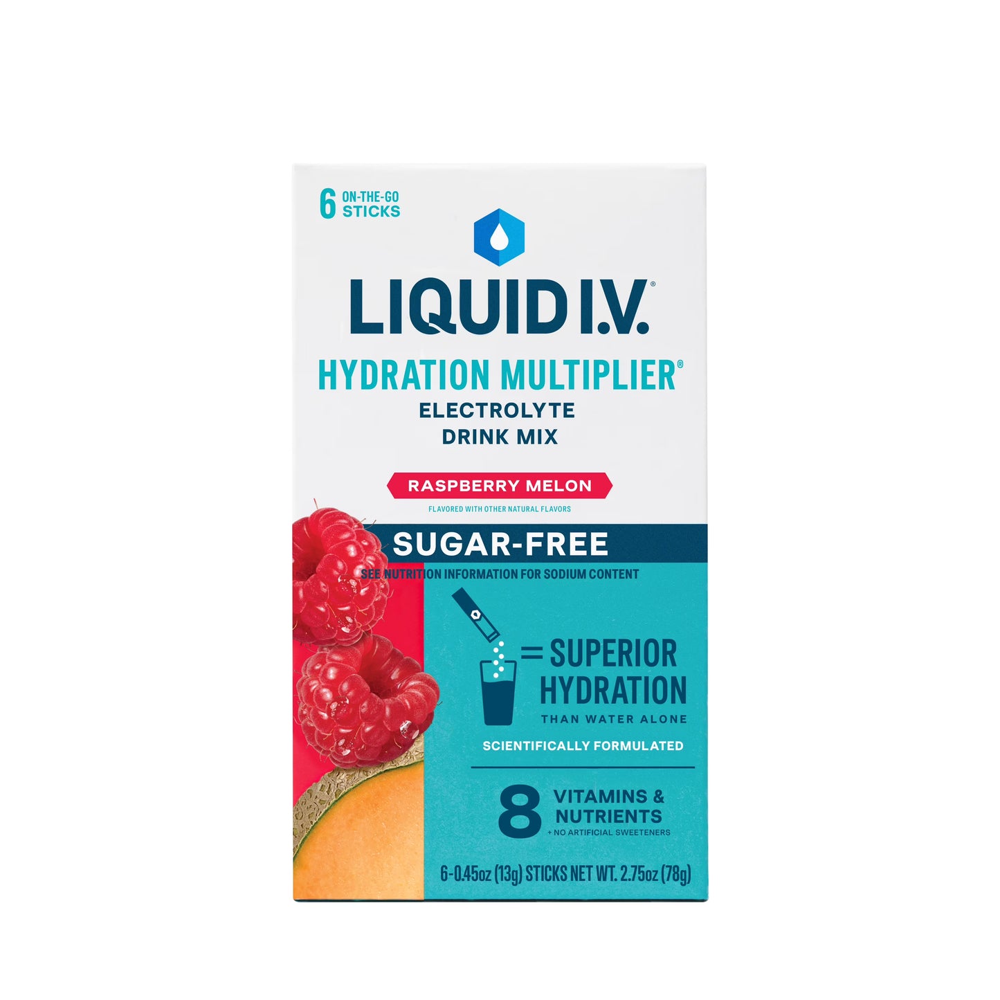 Liquid IV Sugar Free Electrolyte Drink Mix Raspberry Melon 6ct
