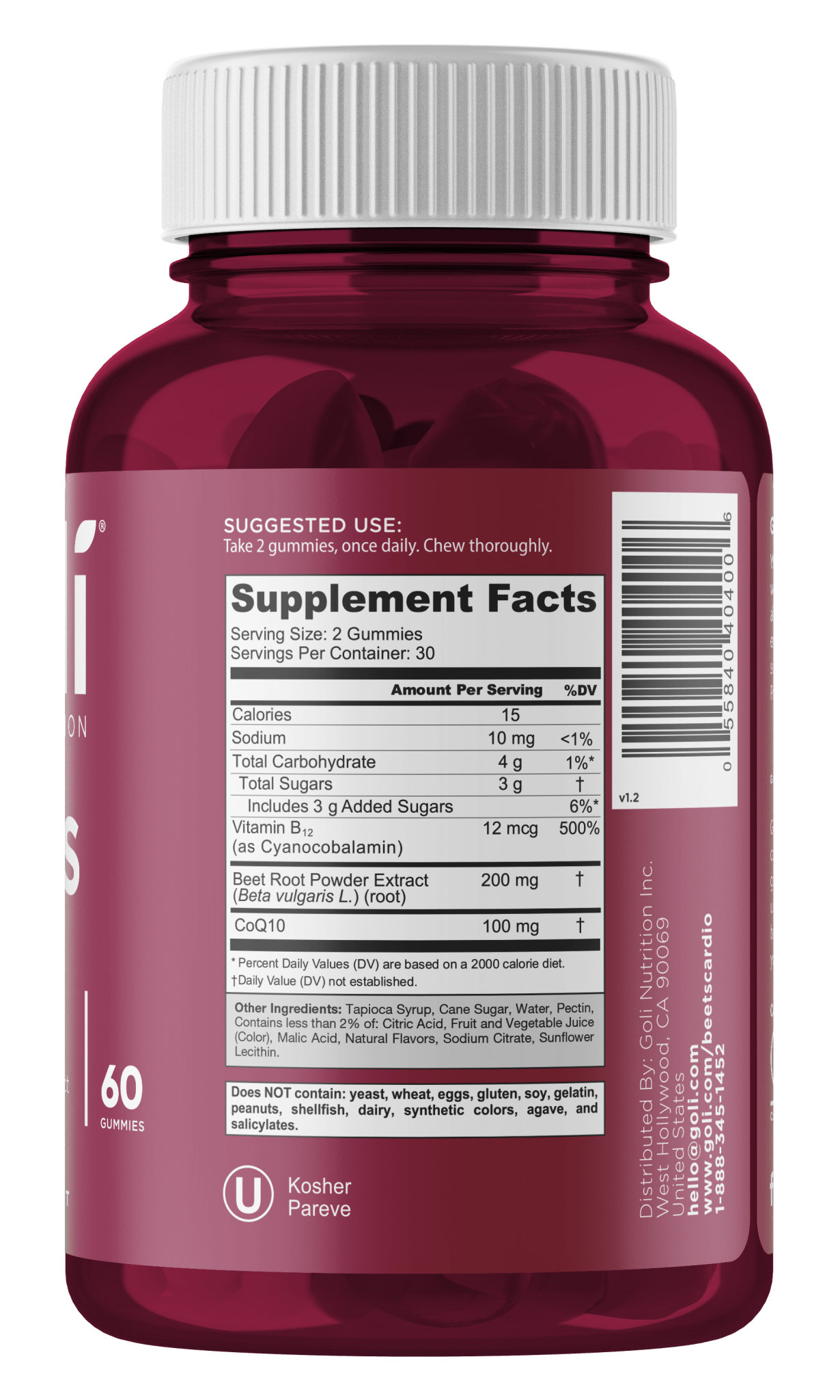 Goli Beets Cardio Gummies 60ct - Sterling Distributors