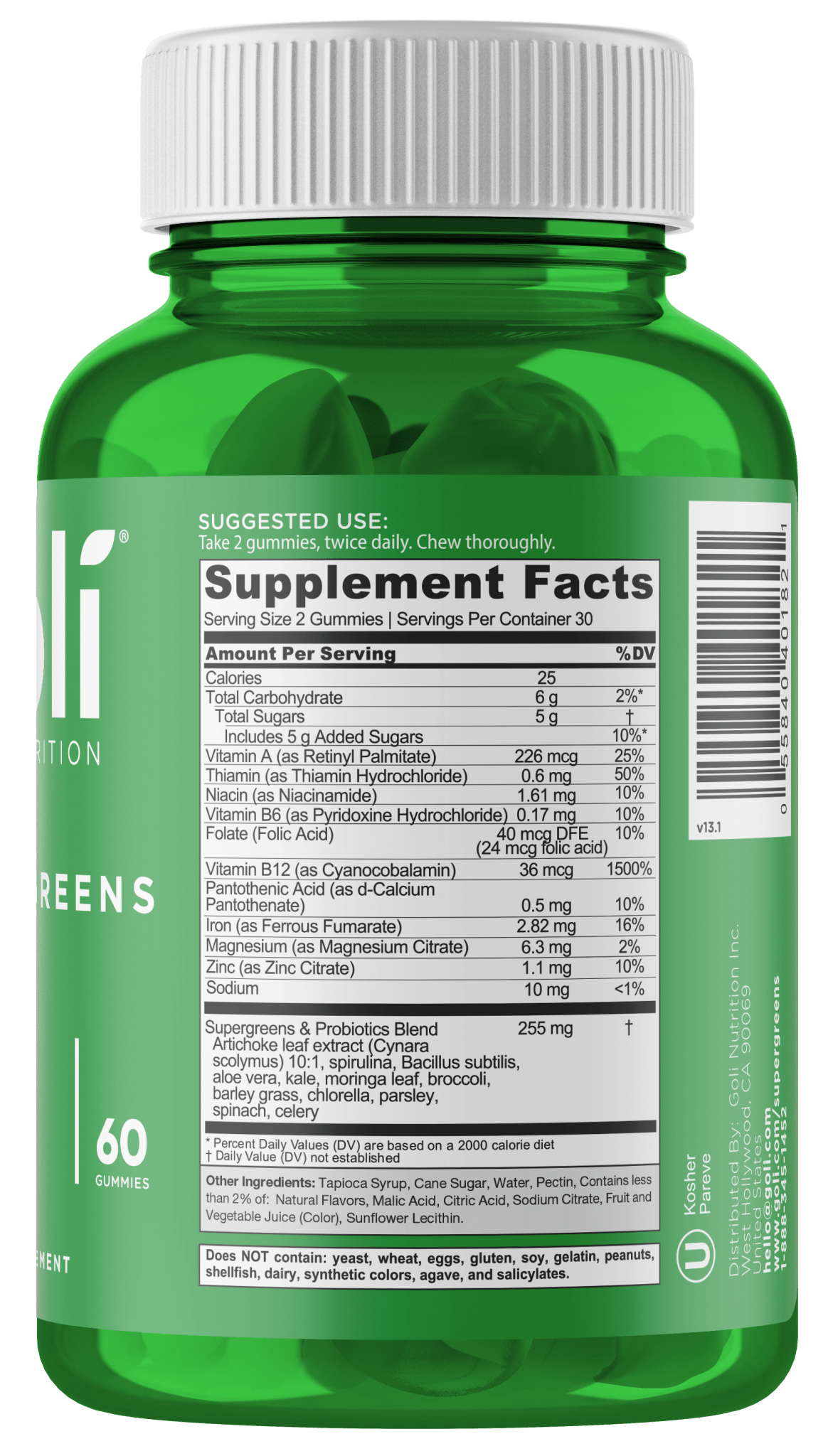 Goli Supergreens Gummies 60ct - Sterling Distributors