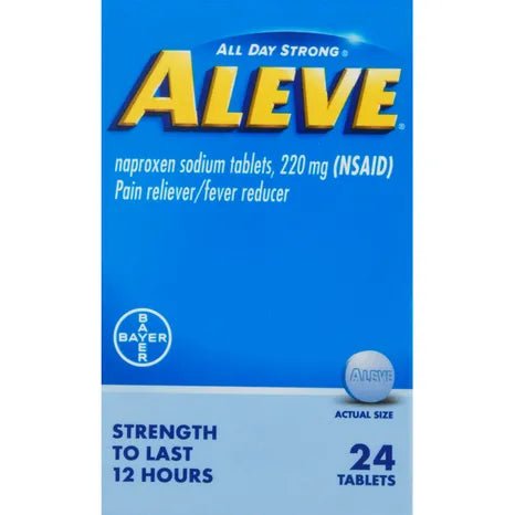 Aleve Pain Relief Naxproxen Sodium Caplets 24ct - Sterling Distributors