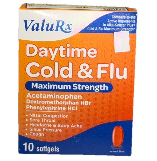 ValuRx Daytime Cold & Flu MAX Softgels 10ct - Sterling Distributors