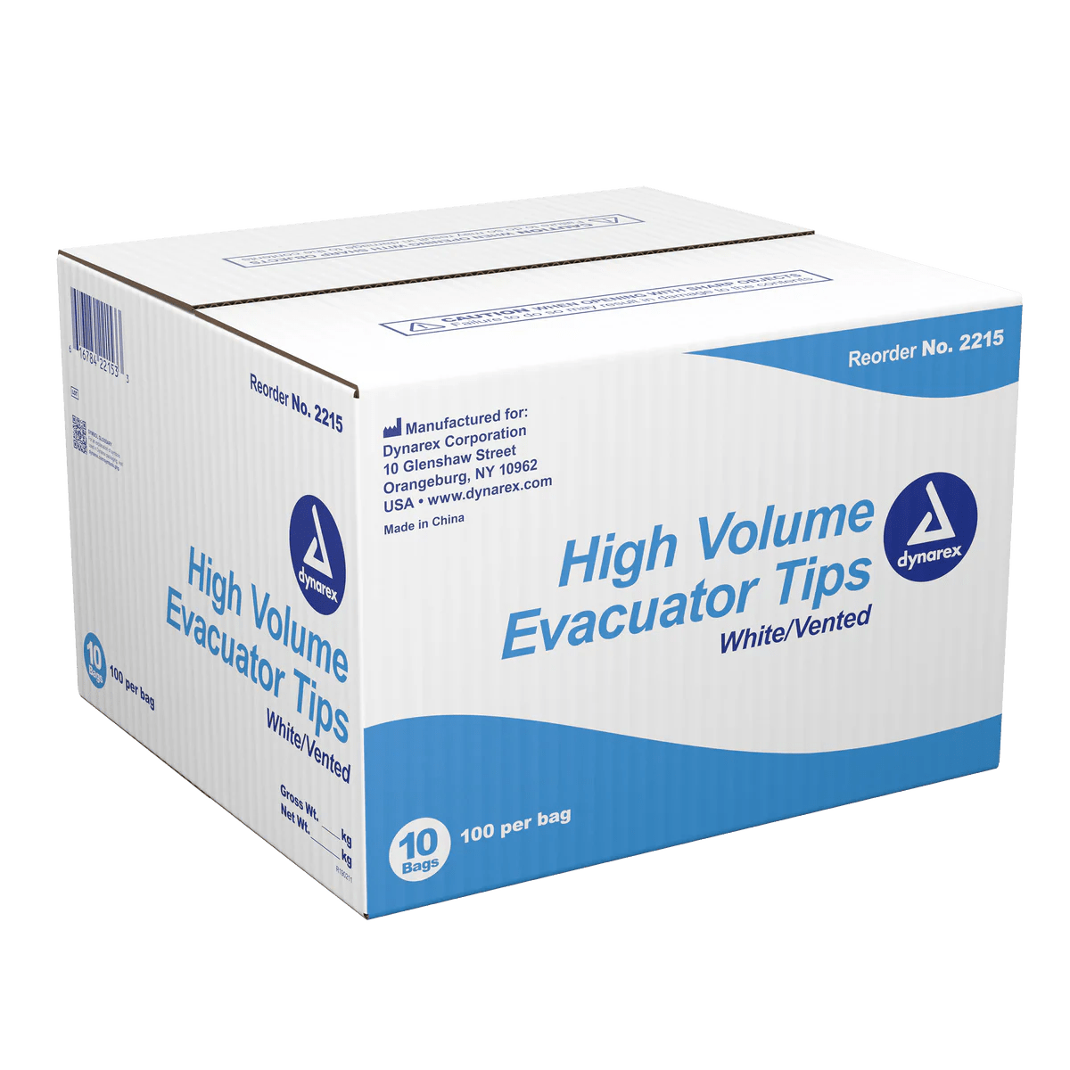 Dynarex High Volume Evacutor Tip White (100/Pk) - Sterling Distributors