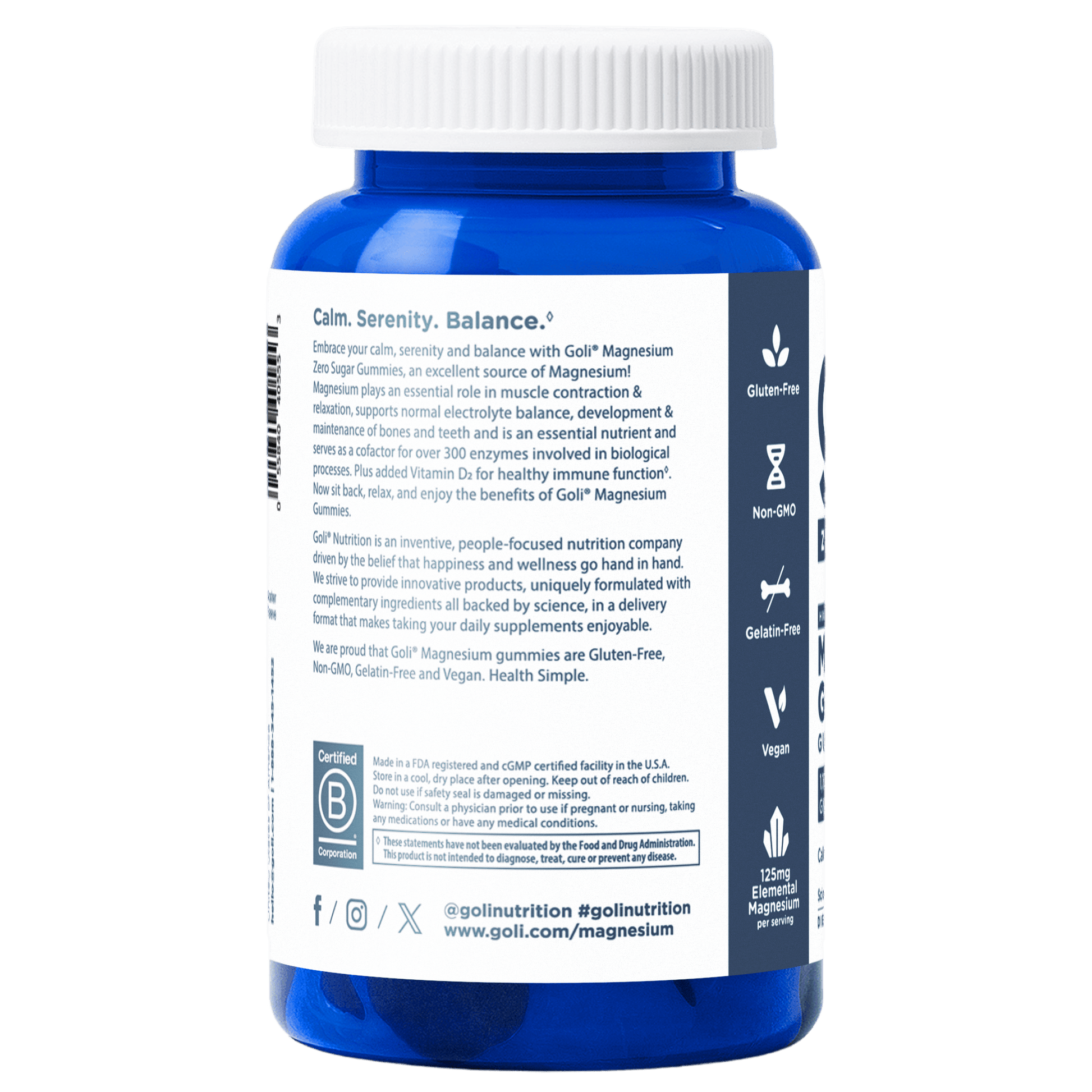 Goli Zero Sugar Magnesium Glycinate Gummies 60ct - Sterling Distributors